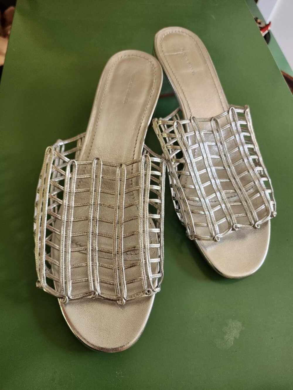 Mansur Gavriel Women's Silver Mules - Picture 2 of 4